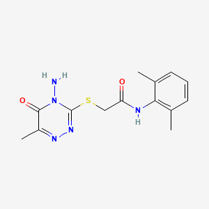 molecular formula C14H17N5O2S B2732145 2-[(4-amino-6-methyl-5-oxo-4,5-dihydro-1,2,4-triazin-3-yl)sulfanyl]-N-(2,6-dimethylphenyl)acetamide CAS No. 886961-50-8