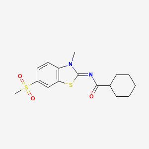 molecular formula C16H20N2O3S2 B2732169 N-[(2Z)-6-methanesulfonyl-3-methyl-2,3-dihydro-1,3-benzothiazol-2-ylidene]cyclohexanecarboxamide CAS No. 683237-94-7