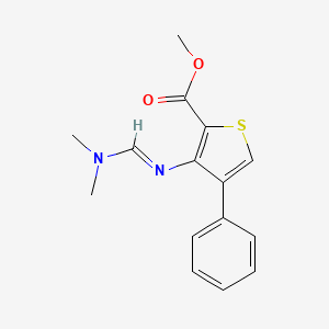 molecular formula C15H16N2O2S B2732187 methyl 3-{[(1E)-(dimethylamino)methylene]amino}-4-phenylthiophene-2-carboxylate CAS No. 1785934-36-2
