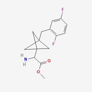 molecular formula C15H17F2NO2 B2732206 Methyl 2-amino-2-[3-[(2,5-difluorophenyl)methyl]-1-bicyclo[1.1.1]pentanyl]acetate CAS No. 2287263-41-4