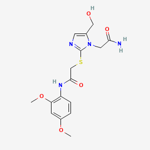 molecular formula C16H20N4O5S B2732215 2-((1-(2-amino-2-oxoethyl)-5-(hydroxymethyl)-1H-imidazol-2-yl)thio)-N-(2,4-dimethoxyphenyl)acetamide CAS No. 921503-07-3