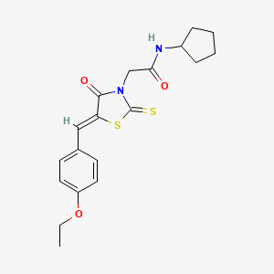 molecular formula C19H22N2O3S2 B2732222 N-cyclopentyl-2-[(5Z)-5-[(4-ethoxyphenyl)methylidene]-4-oxo-2-sulfanylidene-1,3-thiazolidin-3-yl]acetamide CAS No. 463319-43-9
