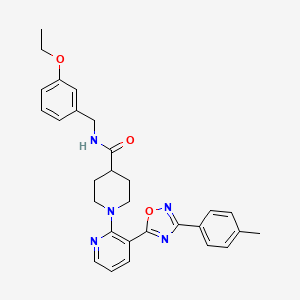 molecular formula C29H31N5O3 B2732223 N-[(3-ethoxyphenyl)methyl]-1-{3-[3-(4-methylphenyl)-1,2,4-oxadiazol-5-yl]pyridin-2-yl}piperidine-4-carboxamide CAS No. 1251604-00-8
