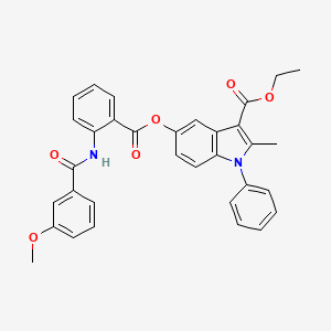 molecular formula C33H28N2O6 B2732239 ethyl 5-[2-(3-methoxybenzamido)benzoyloxy]-2-methyl-1-phenyl-1H-indole-3-carboxylate CAS No. 392319-82-3
