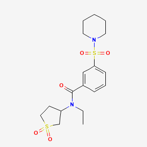 molecular formula C18H26N2O5S2 B2732255 N-(1,1-dioxo-1lambda6-thiolan-3-yl)-N-ethyl-3-(piperidine-1-sulfonyl)benzamide CAS No. 898425-99-5