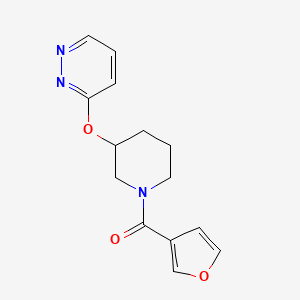 molecular formula C14H15N3O3 B2732273 3-{[1-(furan-3-carbonyl)piperidin-3-yl]oxy}pyridazine CAS No. 2034481-00-8