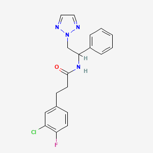 3-(3-chloro-4-fluorophenyl)-N-(1-phenyl-2-(2H-1,2,3-triazol-2-yl)ethyl)propanamide