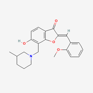 molecular formula C23H25NO4 B2732314 (2Z)-6-hydroxy-2-[(2-methoxyphenyl)methylidene]-7-[(3-methylpiperidin-1-yl)methyl]-2,3-dihydro-1-benzofuran-3-one CAS No. 869077-92-9