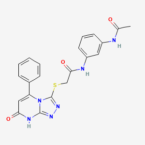 molecular formula C21H18N6O3S B2732342 N-(3-acetamidophenyl)-2-({7-oxo-5-phenyl-7H,8H-[1,2,4]triazolo[4,3-a]pyrimidin-3-yl}sulfanyl)acetamide CAS No. 894997-82-1