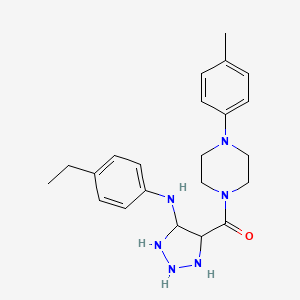 molecular formula C22H26N6O B2732346 N-(4-ethylphenyl)-4-[4-(4-methylphenyl)piperazine-1-carbonyl]-1H-1,2,3-triazol-5-amine CAS No. 1291859-99-8