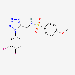 molecular formula C15H13F2N5O3S B2732347 N-((1-(3,4-difluorophenyl)-1H-tetrazol-5-yl)methyl)-4-methoxybenzenesulfonamide CAS No. 921084-05-1