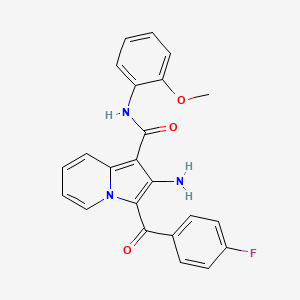 molecular formula C23H18FN3O3 B2732351 2-amino-3-(4-fluorobenzoyl)-N-(2-methoxyphenyl)indolizine-1-carboxamide CAS No. 898453-27-5