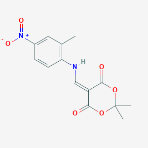molecular formula C14H14N2O6 B2732356 2,2-Dimethyl-5-(((2-methyl-4-nitrophenyl)amino)methylene)-1,3-dioxane-4,6-dione CAS No. 369394-59-2