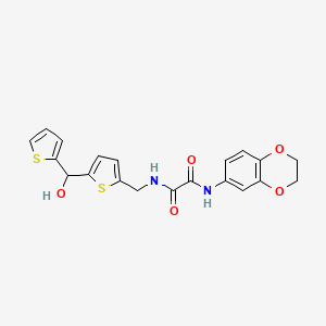 molecular formula C20H18N2O5S2 B2732364 N'-(2,3-DIHYDRO-1,4-BENZODIOXIN-6-YL)-N-({5-[HYDROXY(THIOPHEN-2-YL)METHYL]THIOPHEN-2-YL}METHYL)ETHANEDIAMIDE CAS No. 1421498-24-9