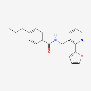 molecular formula C20H20N2O2 B2732375 N-((2-(furan-2-yl)pyridin-3-yl)methyl)-4-propylbenzamide CAS No. 2034268-18-1