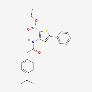 molecular formula C24H25NO3S B2732377 Ethyl 3-(2-(4-isopropylphenyl)acetamido)-5-phenylthiophene-2-carboxylate CAS No. 923429-31-6