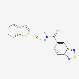 molecular formula C18H15N3O2S2 B2732400 N-[2-(1-benzothiophen-2-yl)-2-hydroxypropyl]-2,1,3-benzothiadiazole-5-carboxamide CAS No. 2034471-42-4
