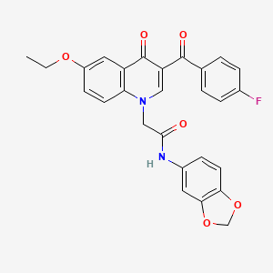 molecular formula C27H21FN2O6 B2732421 N-(2H-1,3-benzodioxol-5-yl)-2-[6-ethoxy-3-(4-fluorobenzoyl)-4-oxo-1,4-dihydroquinolin-1-yl]acetamide CAS No. 895653-18-6