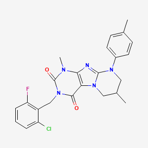 3-[(2-chloro-6-fluorophenyl)methyl]-1,7-dimethyl-9-(4-methylphenyl)-7,8-dihydro-6H-purino[7,8-a]pyrimidine-2,4-dione