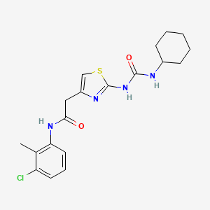 N-(3-chloro-2-methylphenyl)-2-(2-(3-cyclohexylureido)thiazol-4-yl)acetamide