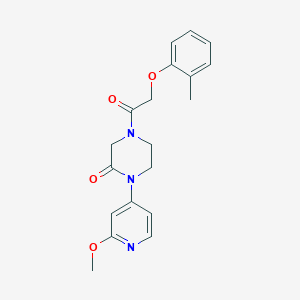 molecular formula C19H21N3O4 B2732434 1-(2-Methoxypyridin-4-yl)-4-[2-(2-methylphenoxy)acetyl]piperazin-2-one CAS No. 2380144-46-5