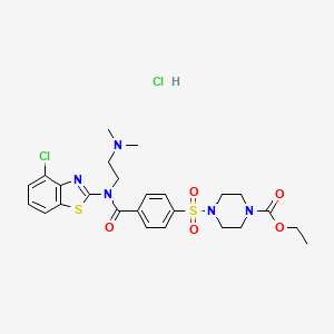 Ethyl 4-((4-((4-chlorobenzo[d]thiazol-2-yl)(2-(dimethylamino)ethyl)carbamoyl)phenyl)sulfonyl)piperazine-1-carboxylate hydrochloride