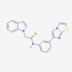 N-(3-(imidazo[2,1-b]thiazol-6-yl)phenyl)-2-(1H-indol-1-yl)acetamide