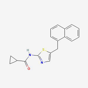 molecular formula C18H16N2OS B2732462 N-[5-(naphthalen-1-ylmethyl)-1,3-thiazol-2-yl]cyclopropanecarboxamide CAS No. 878669-33-1