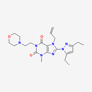 molecular formula C22H31N7O3 B2732474 8-(3,5-diethyl-1H-pyrazol-1-yl)-3-methyl-1-[2-(morpholin-4-yl)ethyl]-7-(prop-2-en-1-yl)-2,3,6,7-tetrahydro-1H-purine-2,6-dione CAS No. 1014052-00-6
