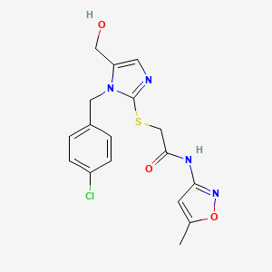 2-((1-(4-chlorobenzyl)-5-(hydroxymethyl)-1H-imidazol-2-yl)thio)-N-(5-methylisoxazol-3-yl)acetamide