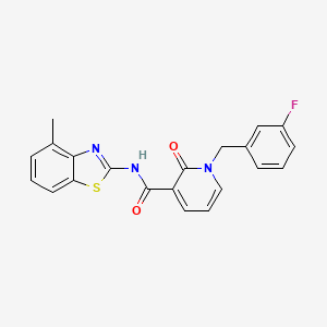 molecular formula C21H16FN3O2S B2732482 1-[(3-fluorophenyl)methyl]-N-(4-methyl-1,3-benzothiazol-2-yl)-2-oxo-1,2-dihydropyridine-3-carboxamide CAS No. 1005300-09-3