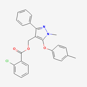 molecular formula C25H21ClN2O3 B2732484 [1-methyl-5-(4-methylphenoxy)-3-phenyl-1H-pyrazol-4-yl]methyl 2-chlorobenzenecarboxylate CAS No. 318247-46-0