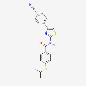 molecular formula C20H17N3OS2 B2732508 N-(4-(4-cyanophenyl)thiazol-2-yl)-4-(isopropylthio)benzamide CAS No. 919839-88-6