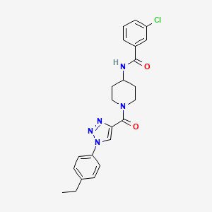molecular formula C23H24ClN5O2 B2732516 3-chloro-N-(1-(1-(4-ethylphenyl)-1H-1,2,3-triazole-4-carbonyl)piperidin-4-yl)benzamide CAS No. 1251592-17-2