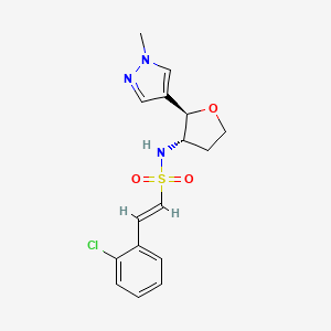 (E)-2-(2-Chlorophenyl)-N-[(2R,3S)-2-(1-methylpyrazol-4-yl)oxolan-3-yl]ethenesulfonamide