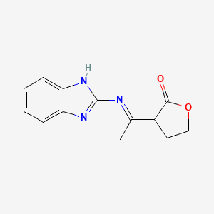 molecular formula C13H13N3O2 B2732535 3-(1H-1,3-benzimidazol-2-ylethanimidoyl)dihydro-2(3H)-furanone CAS No. 692287-95-9