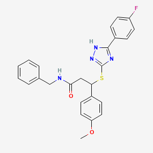 N-benzyl-3-{[3-(4-fluorophenyl)-1H-1,2,4-triazol-5-yl]sulfanyl}-3-(4-methoxyphenyl)propanamide