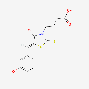 molecular formula C16H17NO4S2 B2732543 methyl 4-[(5Z)-5-[(3-methoxyphenyl)methylidene]-4-oxo-2-sulfanylidene-1,3-thiazolidin-3-yl]butanoate CAS No. 476665-76-6