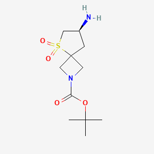 molecular formula C11H20N2O4S B2732570 tert-Butyl (S)-7-amino-5-thia-2-azaspiro[3.4]octane-2-carboxylate 5,5-dioxide CAS No. 1453315-76-8