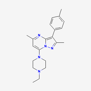 molecular formula C21H27N5 B2732599 7-(4-Ethylpiperazin-1-yl)-2,5-dimethyl-3-(p-tolyl)pyrazolo[1,5-a]pyrimidine CAS No. 902008-80-4