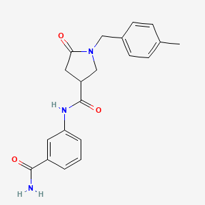 molecular formula C20H21N3O3 B2732603 N-(3-Carbamoylphenyl)-1-[(4-methylphenyl)methyl]-5-oxopyrrolidine-3-carboxamide CAS No. 1625833-12-6