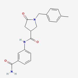 N-(3-Carbamoylphenyl)-1-[(4-methylphenyl)methyl]-5-oxopyrrolidine-3-carboxamide