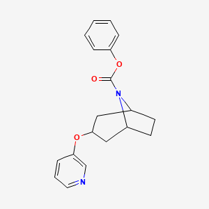 molecular formula C19H20N2O3 B2732604 (1R,5S)-phenyl 3-(pyridin-3-yloxy)-8-azabicyclo[3.2.1]octane-8-carboxylate CAS No. 2109175-65-5