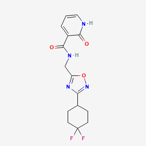 molecular formula C15H16F2N4O3 B2732664 N-((3-(4,4-difluorocyclohexyl)-1,2,4-oxadiazol-5-yl)methyl)-2-oxo-1,2-dihydropyridine-3-carboxamide CAS No. 2034463-64-2