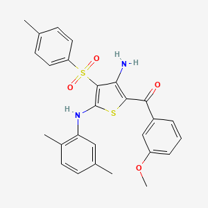 molecular formula C27H26N2O4S2 B2732671 N2-(2,5-dimethylphenyl)-5-(3-methoxybenzoyl)-3-(4-methylbenzenesulfonyl)thiophene-2,4-diamine CAS No. 1115520-33-6