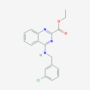 molecular formula C18H16ClN3O2 B2732873 Ethyl 4-[(3-chlorophenyl)methylamino]quinazoline-2-carboxylate CAS No. 866155-32-0