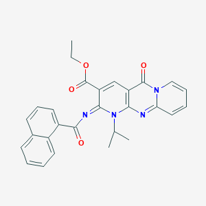 molecular formula C28H24N4O4 B2732877 ethyl 6-(naphthalene-1-carbonylimino)-2-oxo-7-propan-2-yl-1,7,9-triazatricyclo[8.4.0.03,8]tetradeca-3(8),4,9,11,13-pentaene-5-carboxylate CAS No. 534567-19-6