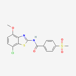 molecular formula C16H13ClN2O4S2 B2732887 N-(7-chloro-4-methoxy-1,3-benzothiazol-2-yl)-4-methanesulfonylbenzamide CAS No. 886951-93-5