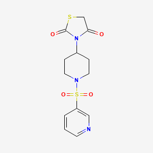 molecular formula C13H15N3O4S2 B2732897 3-(1-(Pyridin-3-ylsulfonyl)piperidin-4-yl)thiazolidine-2,4-dione CAS No. 1787882-02-3