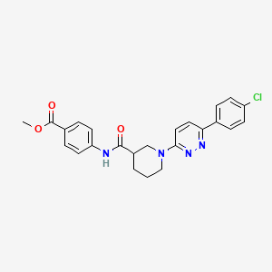 molecular formula C24H23ClN4O3 B2732904 Methyl 4-(1-(6-(4-chlorophenyl)pyridazin-3-yl)piperidine-3-carboxamido)benzoate CAS No. 1105232-18-5